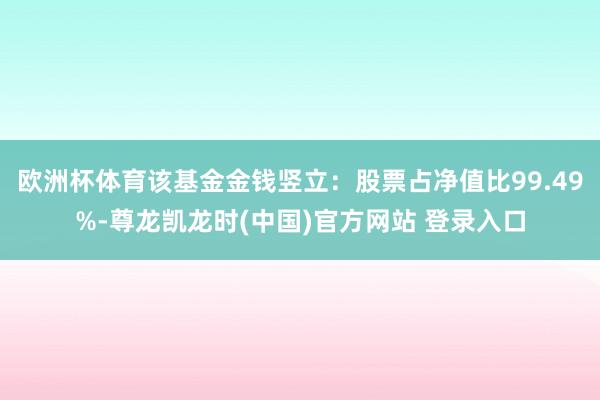 欧洲杯体育该基金金钱竖立：股票占净值比99.49%-尊龙凯龙时(中国)官方网站 登录入口